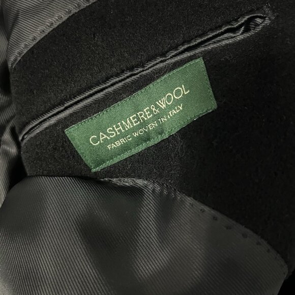 Lauren Ralph Lauren Overcoat Wool Cashmere Black Size 44R Italy Fabric Woven - Picture 8 of 8